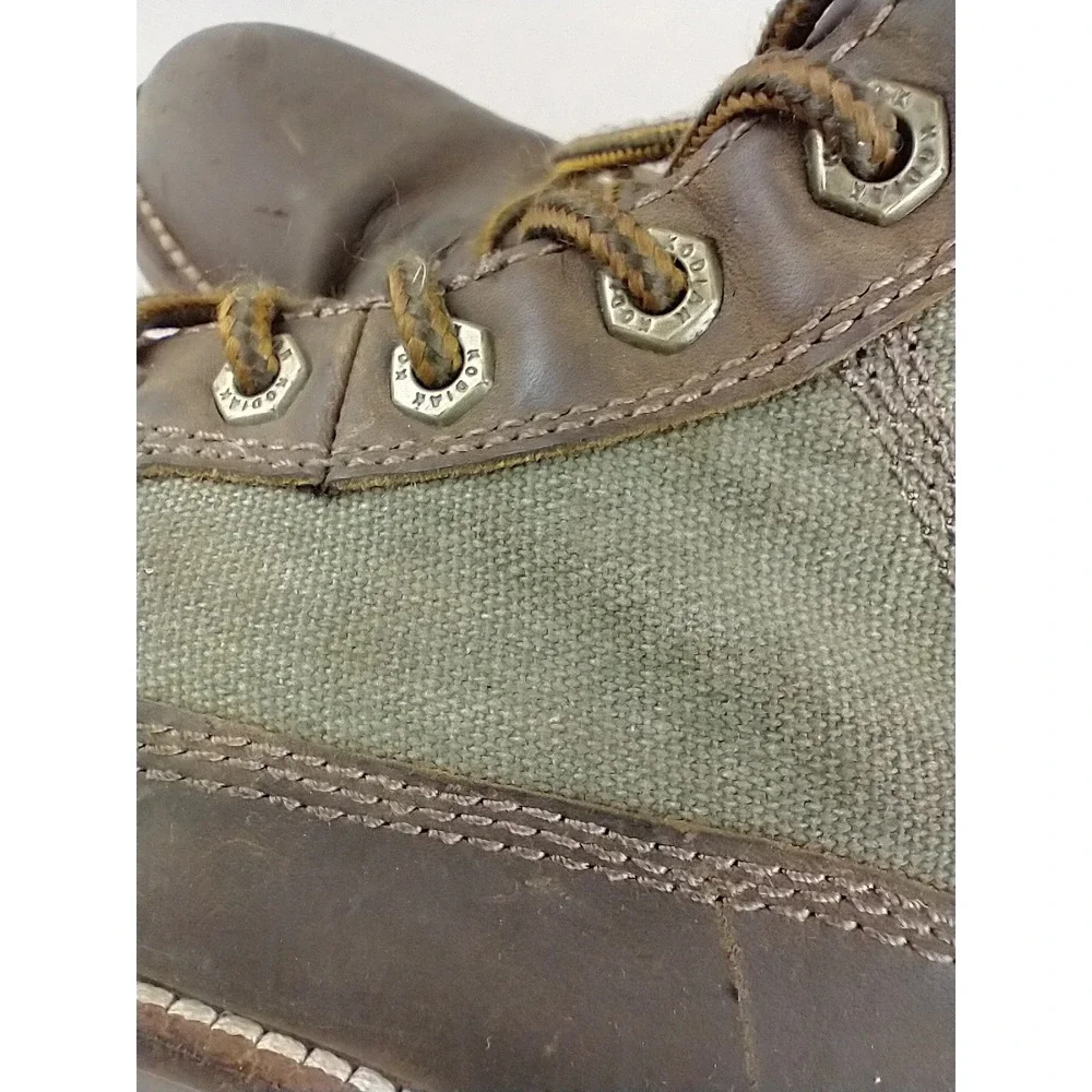 Kodiak Thane Waterproof Boot GreenBrown‎ Leather Mens Size 8 Ankle Canvas Rugged